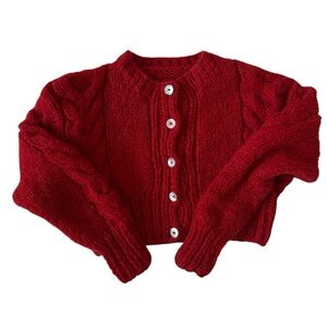 Frisson Knits style Mohair Red Cardigan